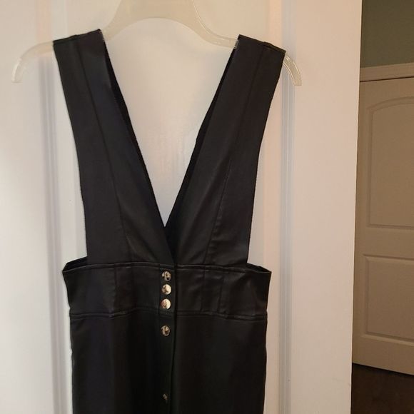 Zara Midi Pinafore Faux Leather Dress - Picture 7 of 8